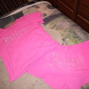 Juicy Couture Pink Pajama Set L Rhinestone
